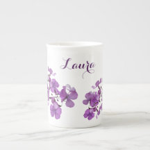 Customizable Laura name monogram purple floral