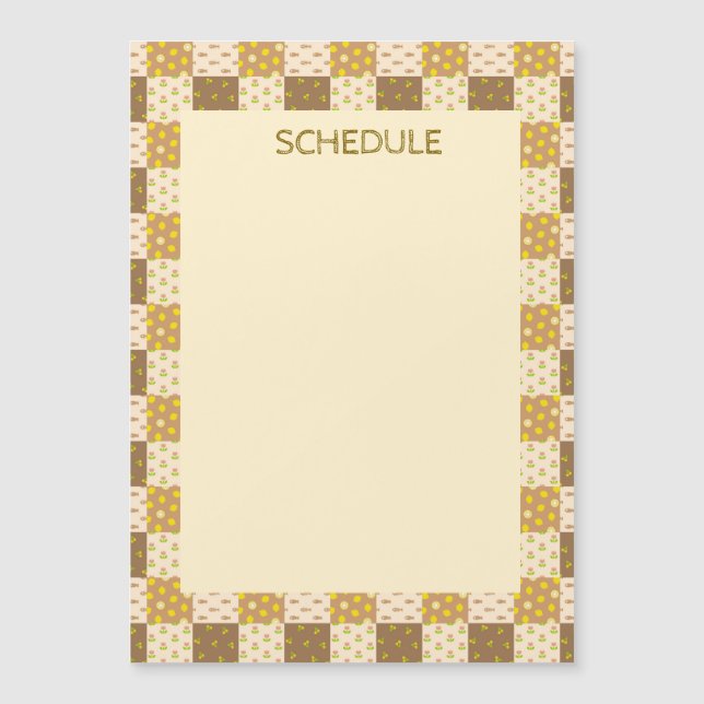 Customizable Letter Patchwork Brown Magnet (Front)