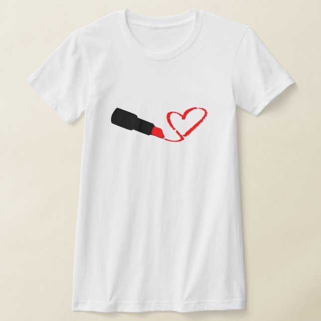 CUSTOMIZABLE LIPSTICK DRAWING HEART T-Shirt (Laydown)