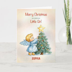 Customizable Little Girl Christmas Angel Sweet Card