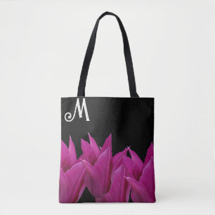 Customizable M monogram pink floral trendy boho  Tote Bag