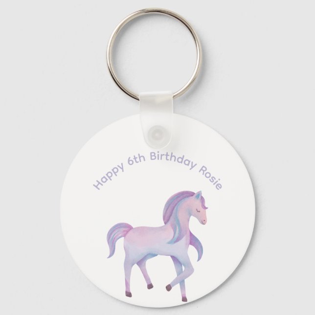 Customizable Magical pastel ombre Pony Key Ring (Front)