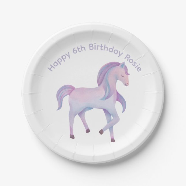 Customizable Magical pastel ombre Pony Paper Plate (Front)