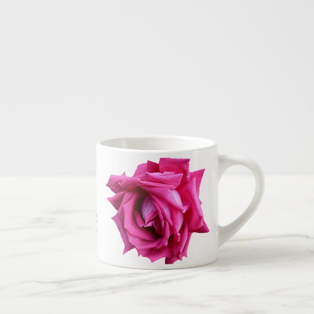 Customizable Margaret name hot pink rose floral Espresso Cup (Right)