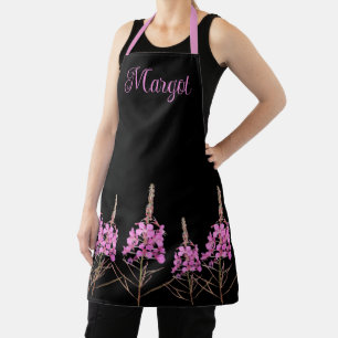 Customizable Margot name purple tulip floral boho Apron