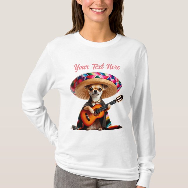 Customizable Mariachi Chihuahua Serenade T-Shirt (Front)