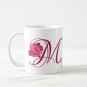 Customizable Mariah name pink rose flowers boho Coffee Mug