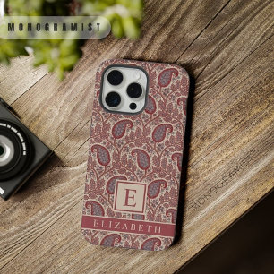 Customizable Maroon  Red Grey Beige Pink Paisley iPhone 15 Pro Max Case