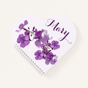 Customizable Mary name purple floral boho recipe  Notebook