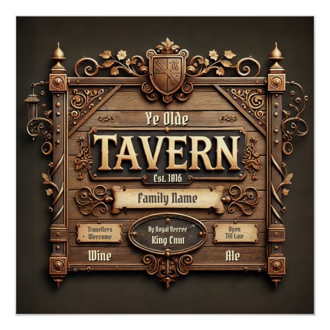 Customizable Medieval Tavern Glossy Poster (Front)