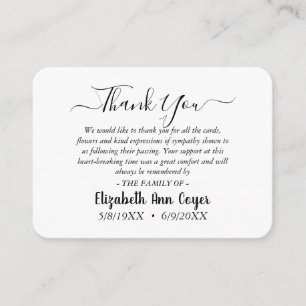 Customizable Memorial Minimalist Thank You Card 