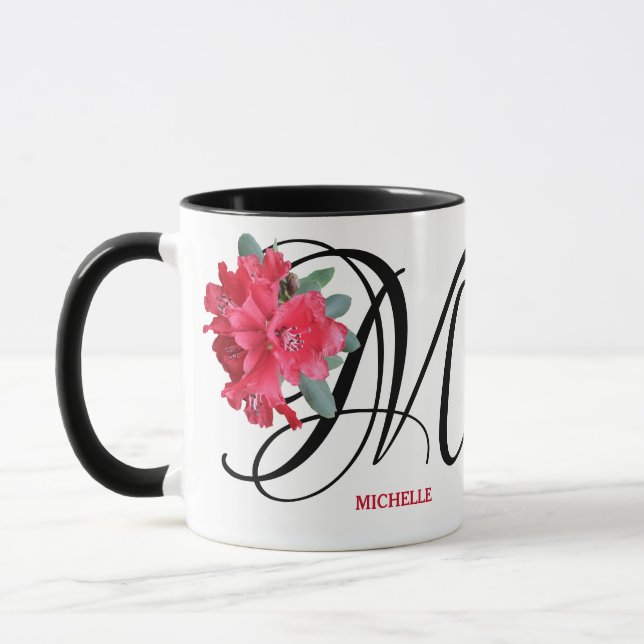 Customizable Michelle name red flowers trendy boho Mug (Left)