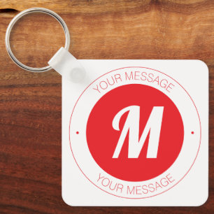Customizable Monogram & Circular Text Template Key Ring