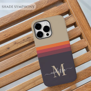 Customizable Monogram with Cute Stripe Color Block Case-Mate iPhone 14 Pro Max Case