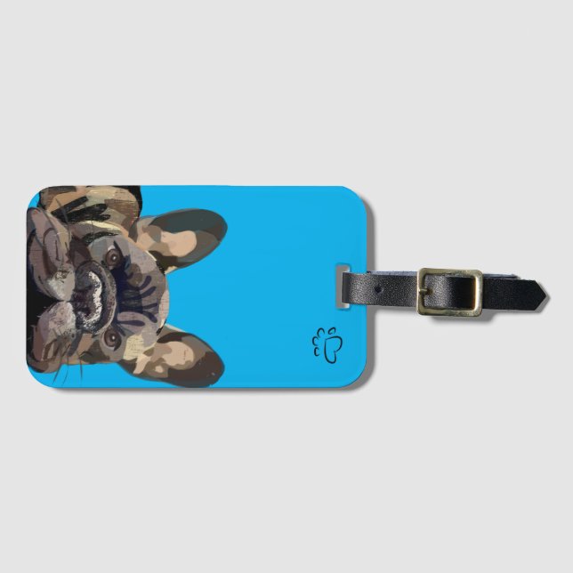 Customizable "Monty" Frenchie Dog Luggage Tag (Front Horizontal)
