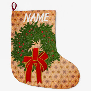CUSTOMIZABLE NAME Christmas Stocking WITH WREATH