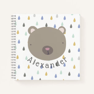Customizable Name Cute Bear Lumbar Pillow Notebook