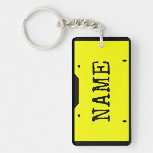 Customizable Name License Plate Yellow And Black Key Ring