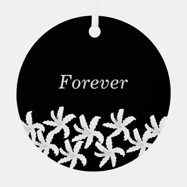 Customizable Name Lily Black Ornament (Front)