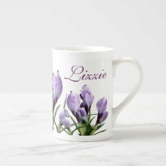 Customizable name Lizzie pretty purple floral fun Bone China Mug