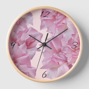 Customizable name Margot Pink rose petal floral  Clock