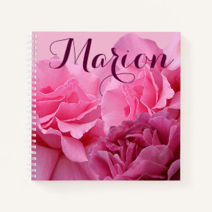 Customizable name Marion pretty pink rose floral Notebook