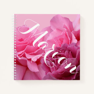 Customizable name Marion pretty pink rose floral  Notebook