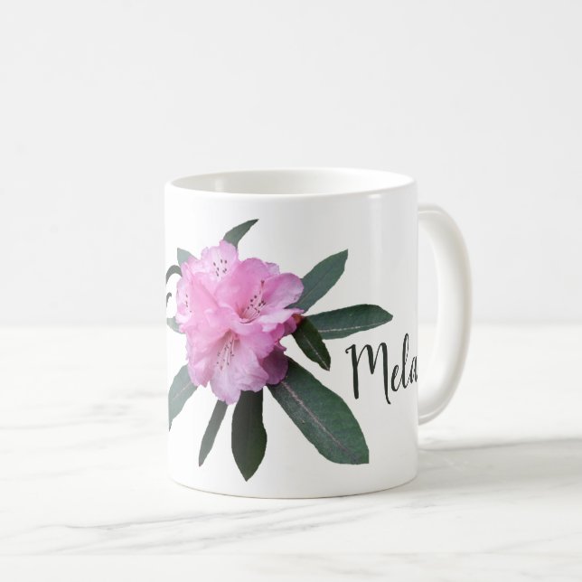 Customizable name Melanie pink flowers boho Coffee Mug (Front Right)