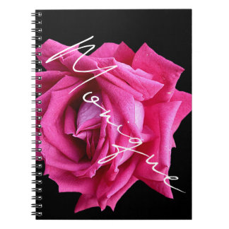 Customizable name Monique hot pink rose floral Notebook