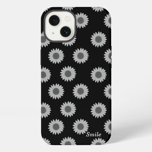 Customizable Name Sunflower Black iPhone Case (Back)
