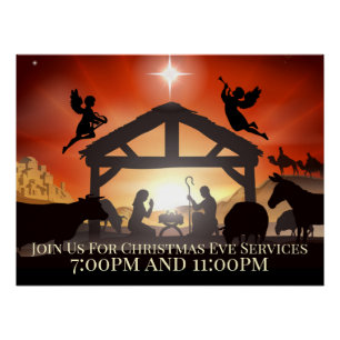 Customizable Nativity Scene Religious Christmas Poster