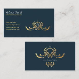 Customizable Navy Elegant Business Card 15