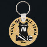 Customizable Netball V2 Key Ring<br><div class="desc">We can create this unique personalized netball design in any color combination or to resemble your team netball uniform, just contact us via the ask the designer link below PRIOR to purchase. Design features a netball uniform with fully customizable Name and netball position, it also features a color co-ordinating netball...</div>