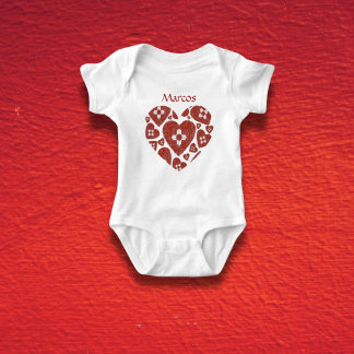 Customizable New Mexico Zia Heart Baby  Baby Bodysuit