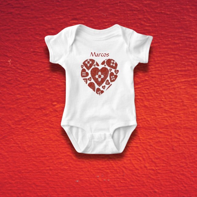 Customizable New Mexico Zia Heart Baby  Bodysuit (Creator Uploaded)