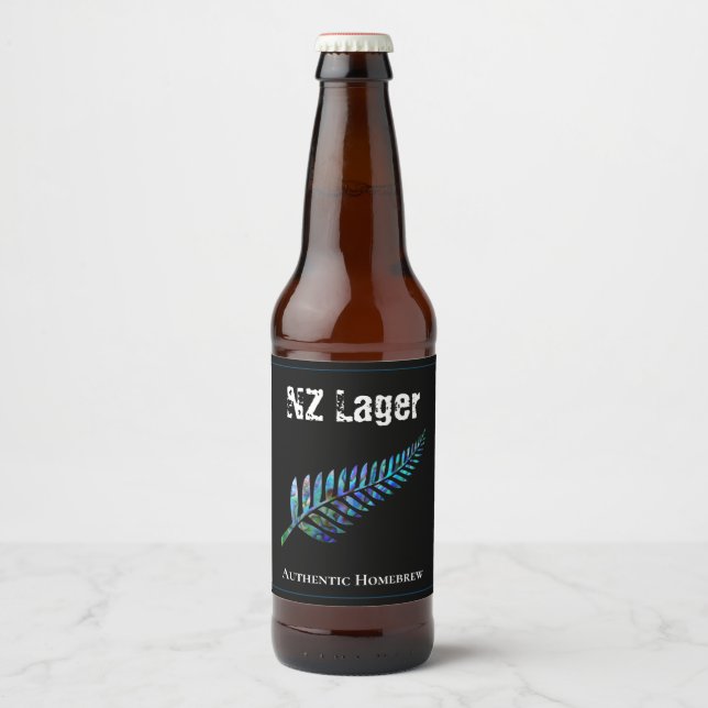 CUSTOMIZABLE NEW ZEALAND FERN BEER BOTTLE LABEL (Front)
