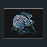CUSTOMIZABLE NEW ZEALAND KIWI PAUA POSTCARD<br><div class="desc">Classic New Zealand flightless bird - the Kiwi - in the vibrant colors of the Paua shell. 
This notebook's text can be customized to suit.</div>