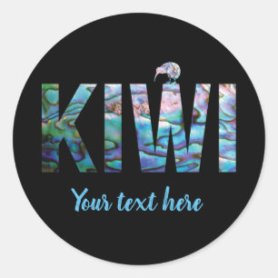 CUSTOMIZABLE NEW ZEALAND KIWI PAUA ROUND STICKER