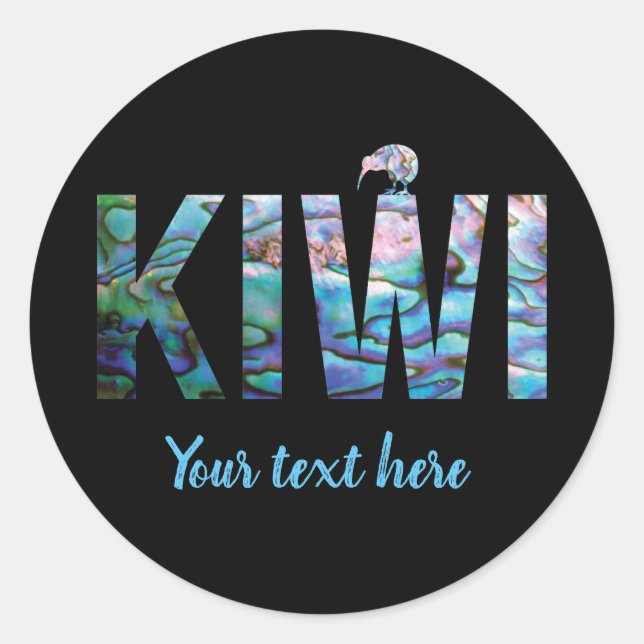 CUSTOMIZABLE NEW ZEALAND KIWI PAUA ROUND STICKER (Front)