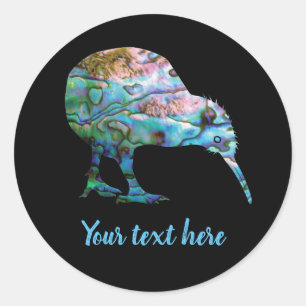 CUSTOMIZABLE NEW ZEALAND KIWI PAUA ROUND STICKER
