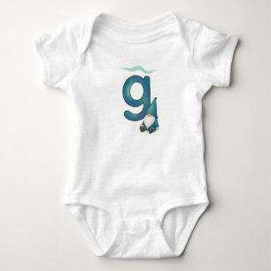 Customizable Northern Lights Letter G Nordic Gnome Baby Bodysuit