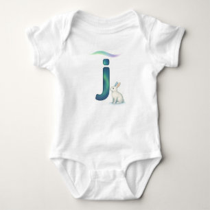 Customizable Northern Lights Letter J Jackrabbit Baby Bodysuit
