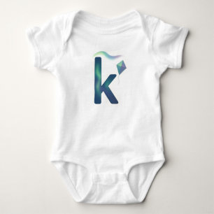 Customizable Northern Lights Letter K Kite  Baby Bodysuit