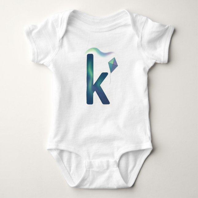 Customizable Northern Lights Letter K Kite  Baby Bodysuit (Front)
