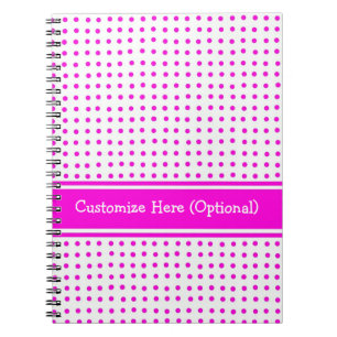Customizable Notebook, Pink Polka Dots Spiral Notebook