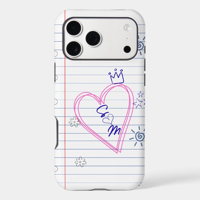 Customizable Notebook Scribbles Phone Case (Back)