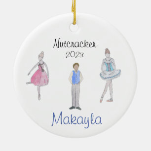 Customizable Nutcracker Fritz, Flower, Marzipan  Ceramic Tree Decoration