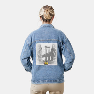 Customizable Nyc Yellow Taxi Brooklyn Womens Denim Jacket