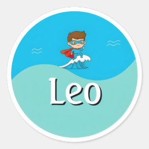 Customizable Ocean Hero Design Kids Name Sticker