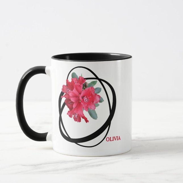 Customizable Olivia name red flowers trendy boho Mug (Left)